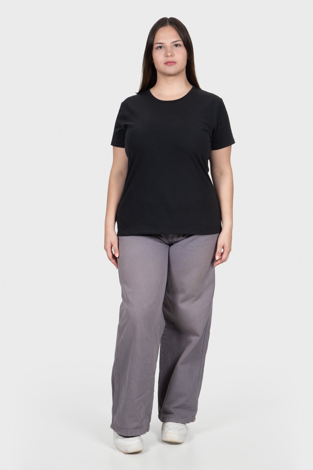 T-shirt Cotton Essencial Básica Feminina Plus Size - Preta