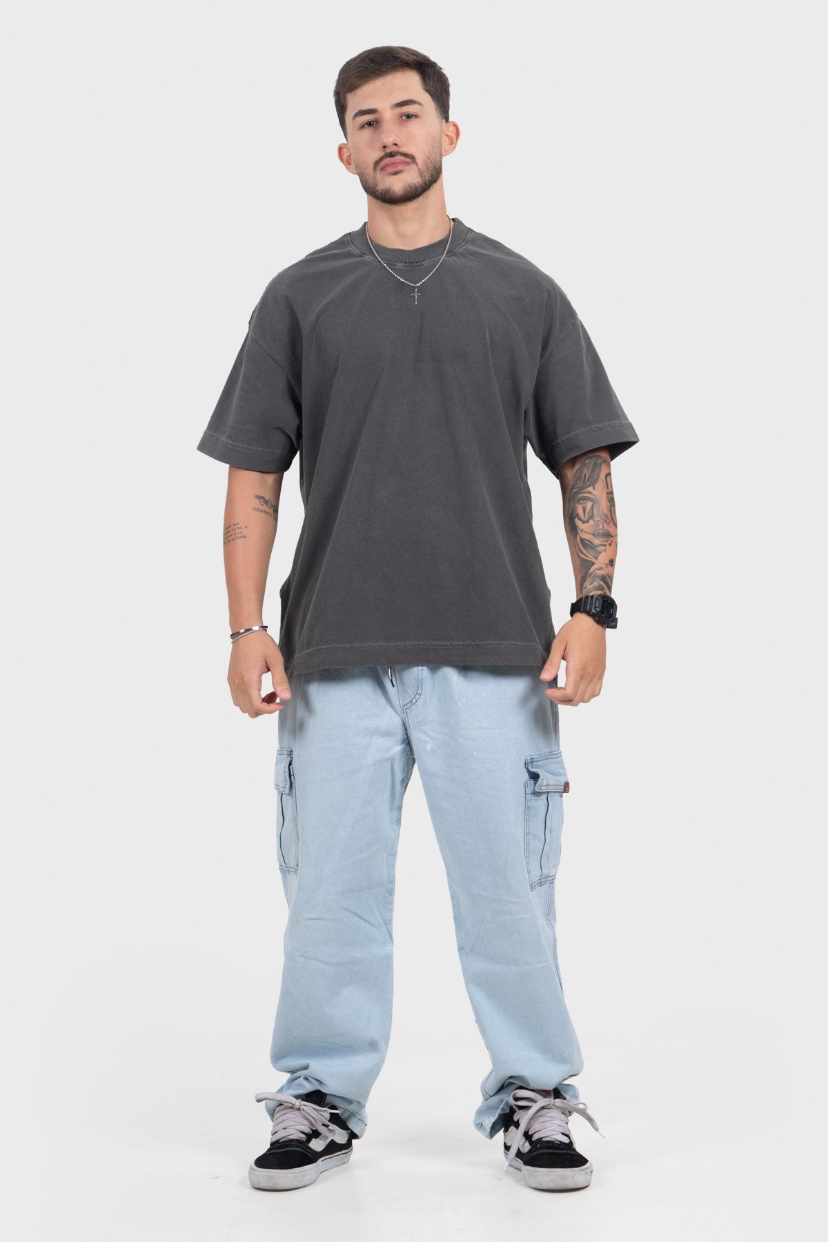 Camiseta Oversized Bulk Básica - Chumbo