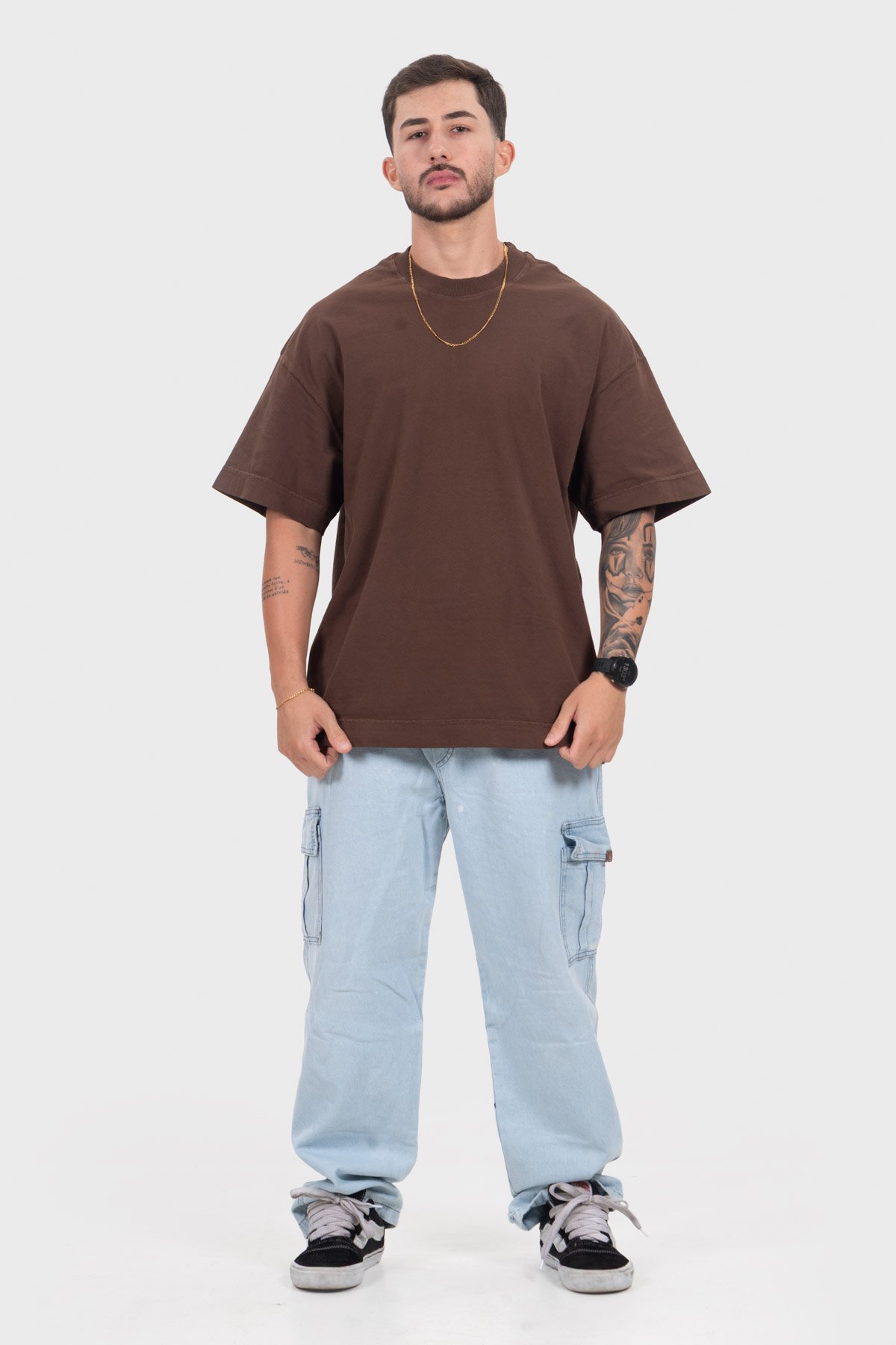 Camiseta Oversized Bulk Básica - Marrom