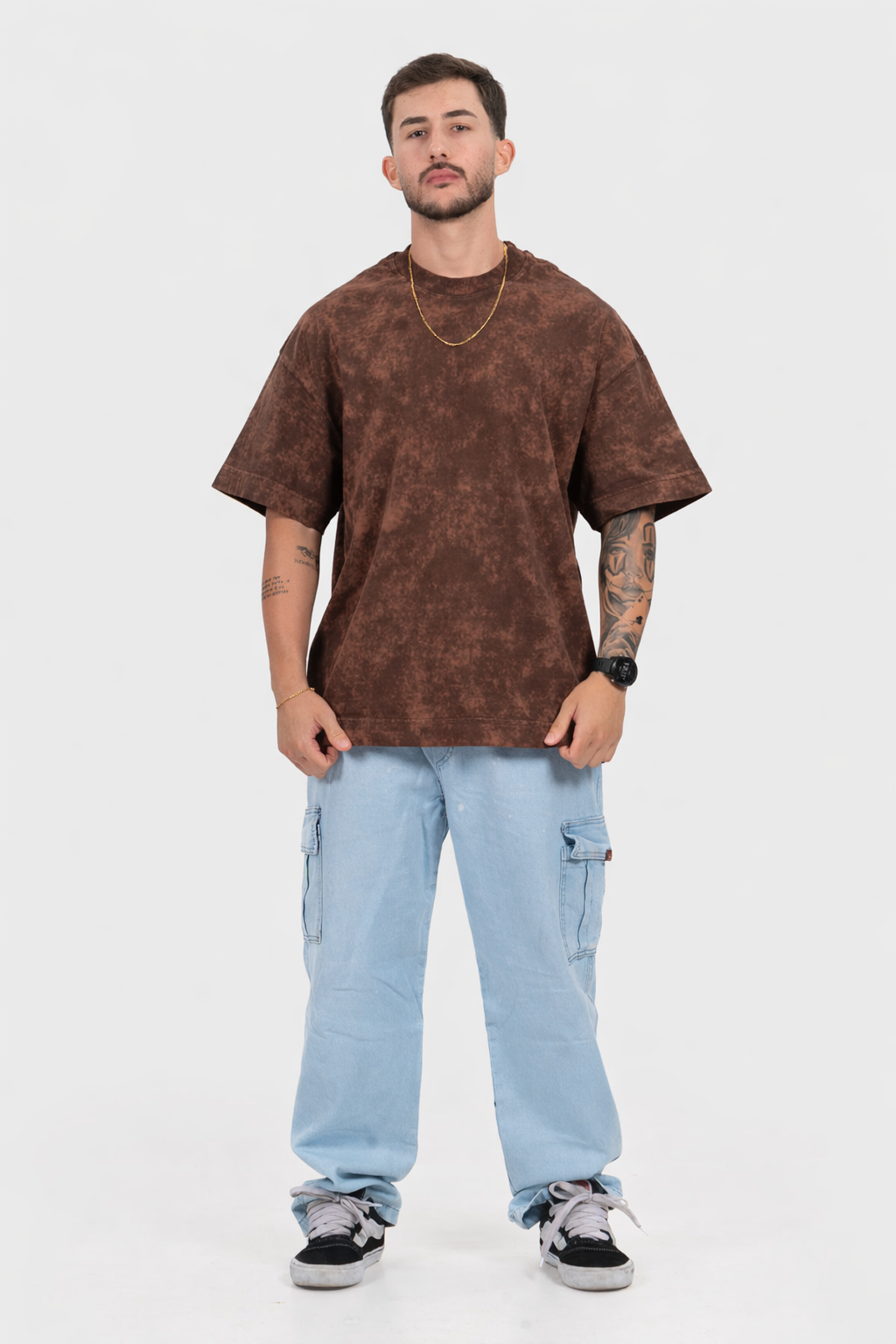 Camiseta Oversized Bulk Básica - Marrom Marmore