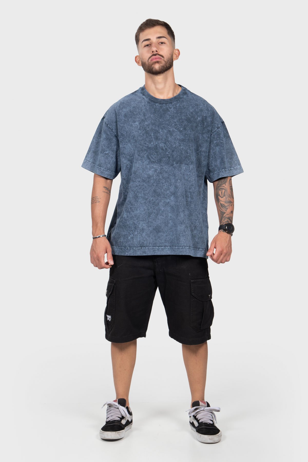 Camiseta Oversized Bulk Básica - Azul Marmore