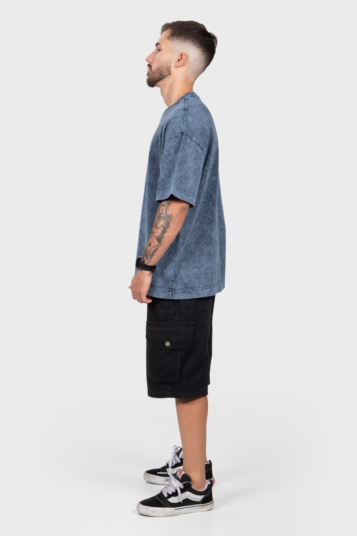 Camiseta Oversized Bulk Básica - Azul Marmore