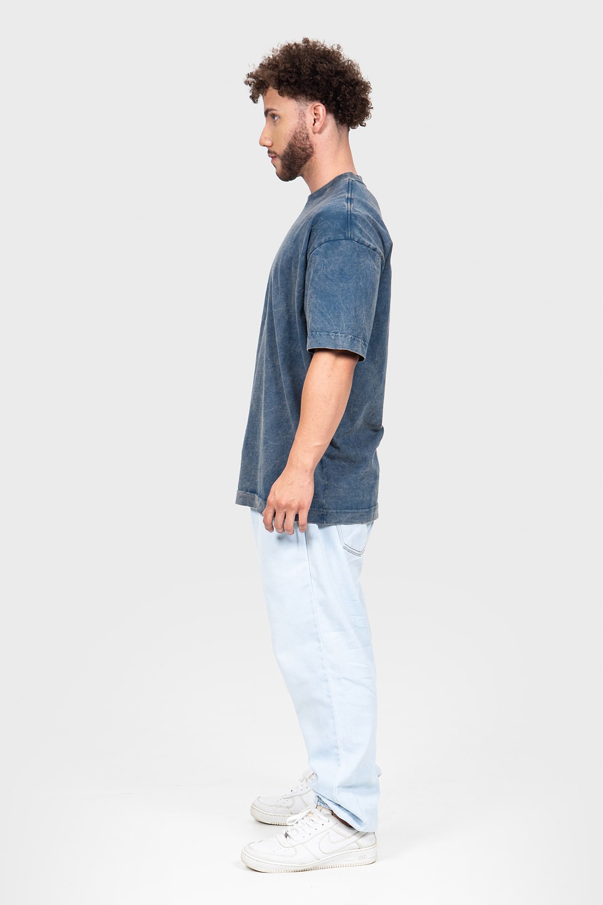 Camiseta Oversized Bulk Básica - Azul Marmore