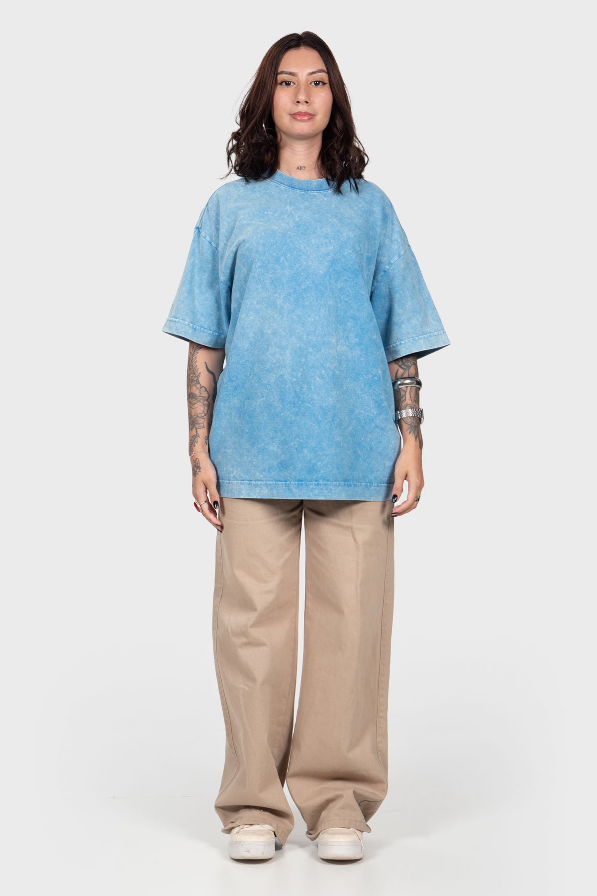 Camiseta Oversized Bulk Básica - Azul Claro Marmore