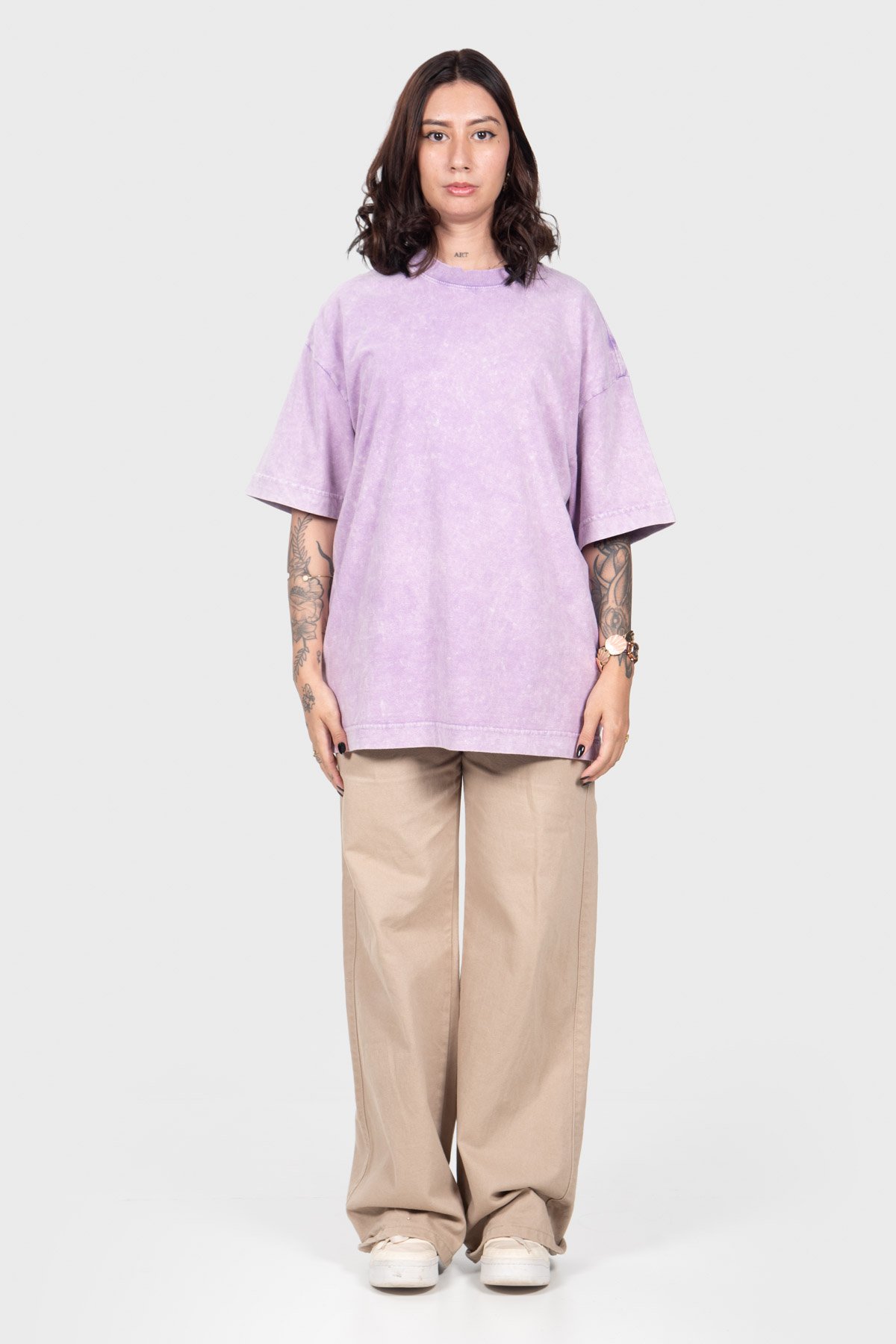 Camiseta Oversized Bulk Básica - Lilás Marmore