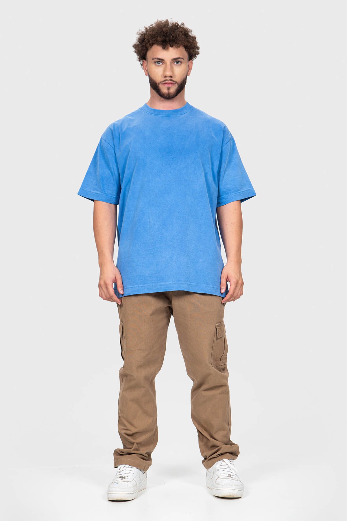 Camiseta Oversized Bulk Básica - Azul Claro Marmore