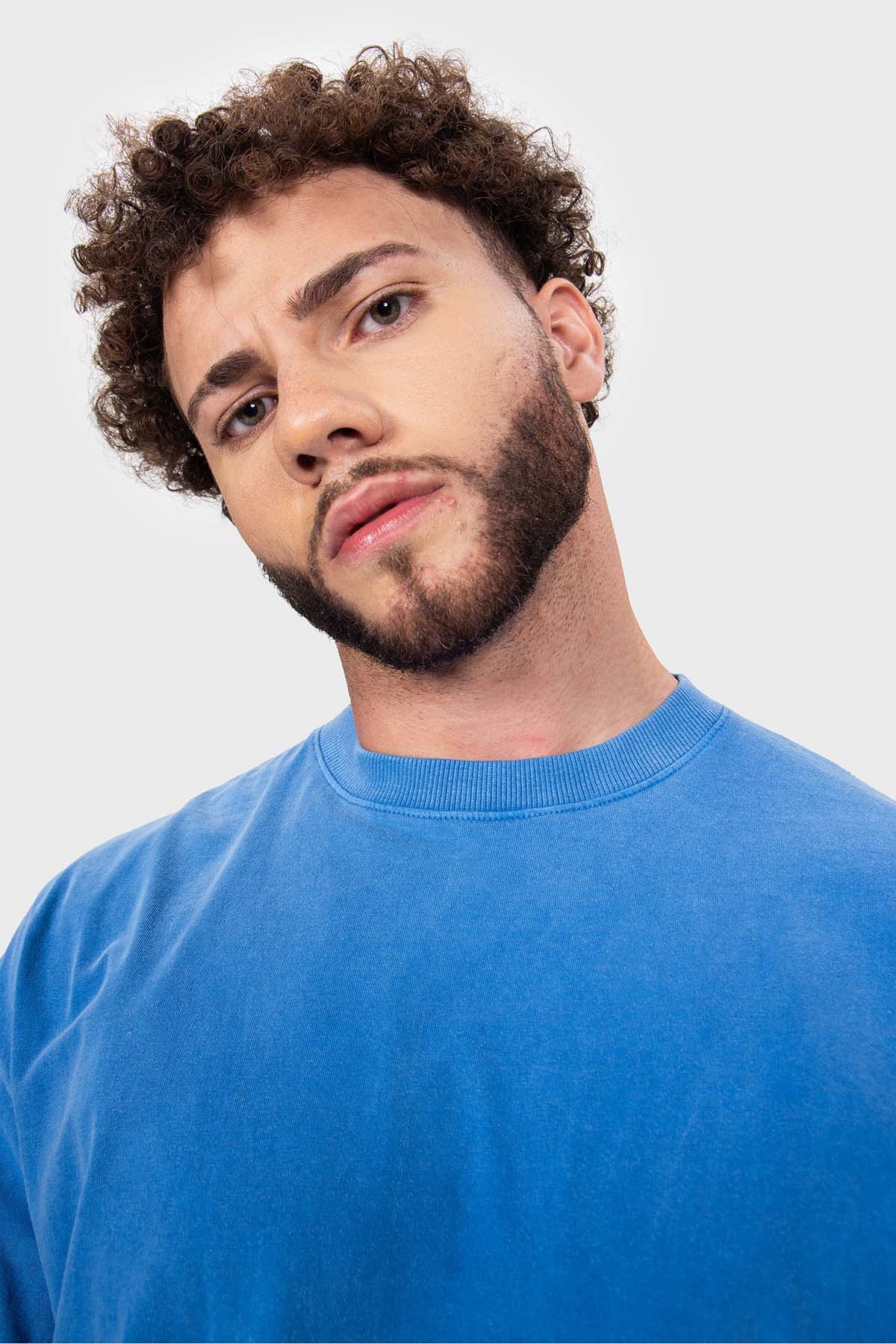 Camiseta Oversized Bulk Básica - Azul Claro Marmore - Imagem 4