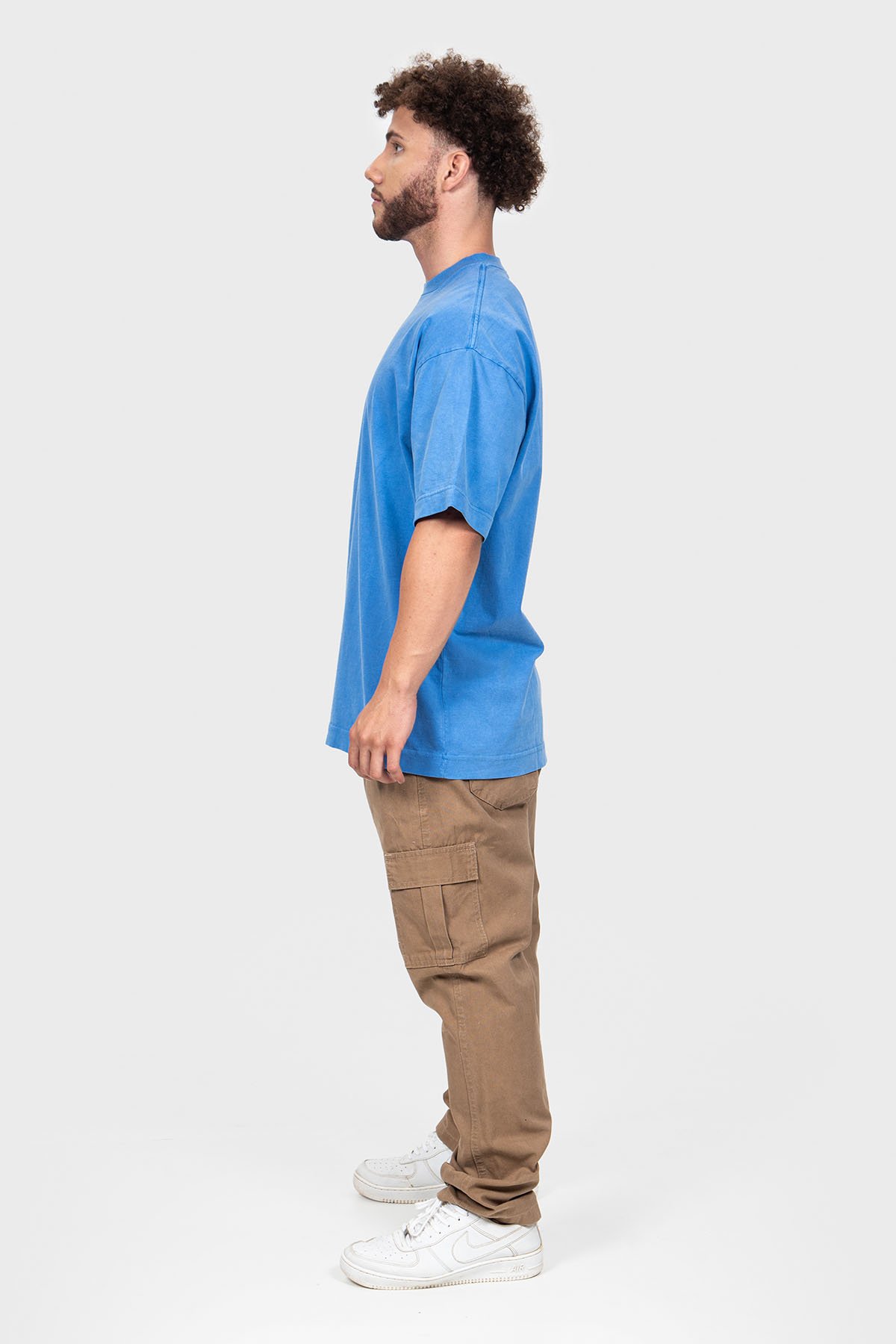 Camiseta Oversized Bulk Básica - Azul Claro Marmore