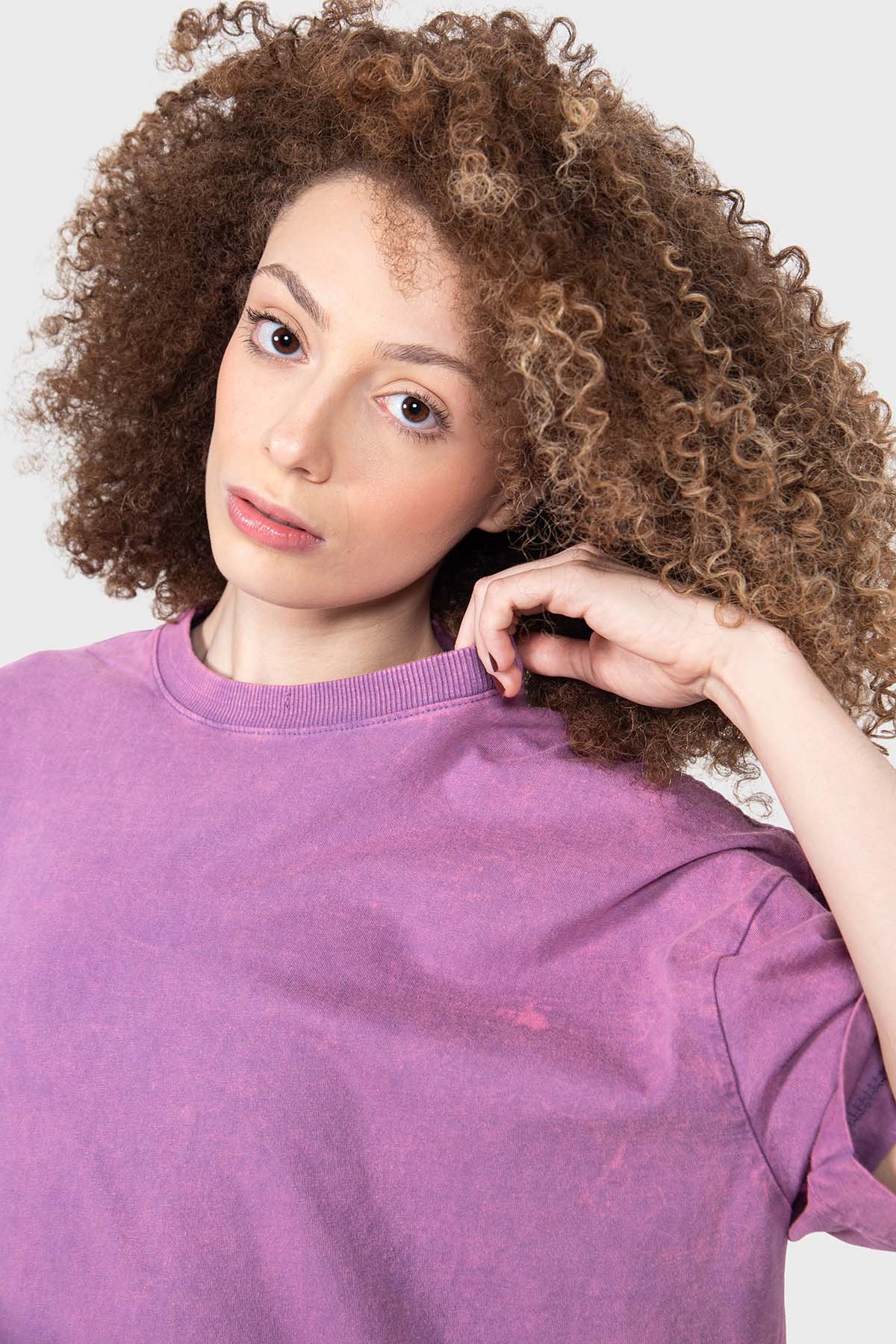 Camiseta Oversized Bulk Básica - Roxa Marmore