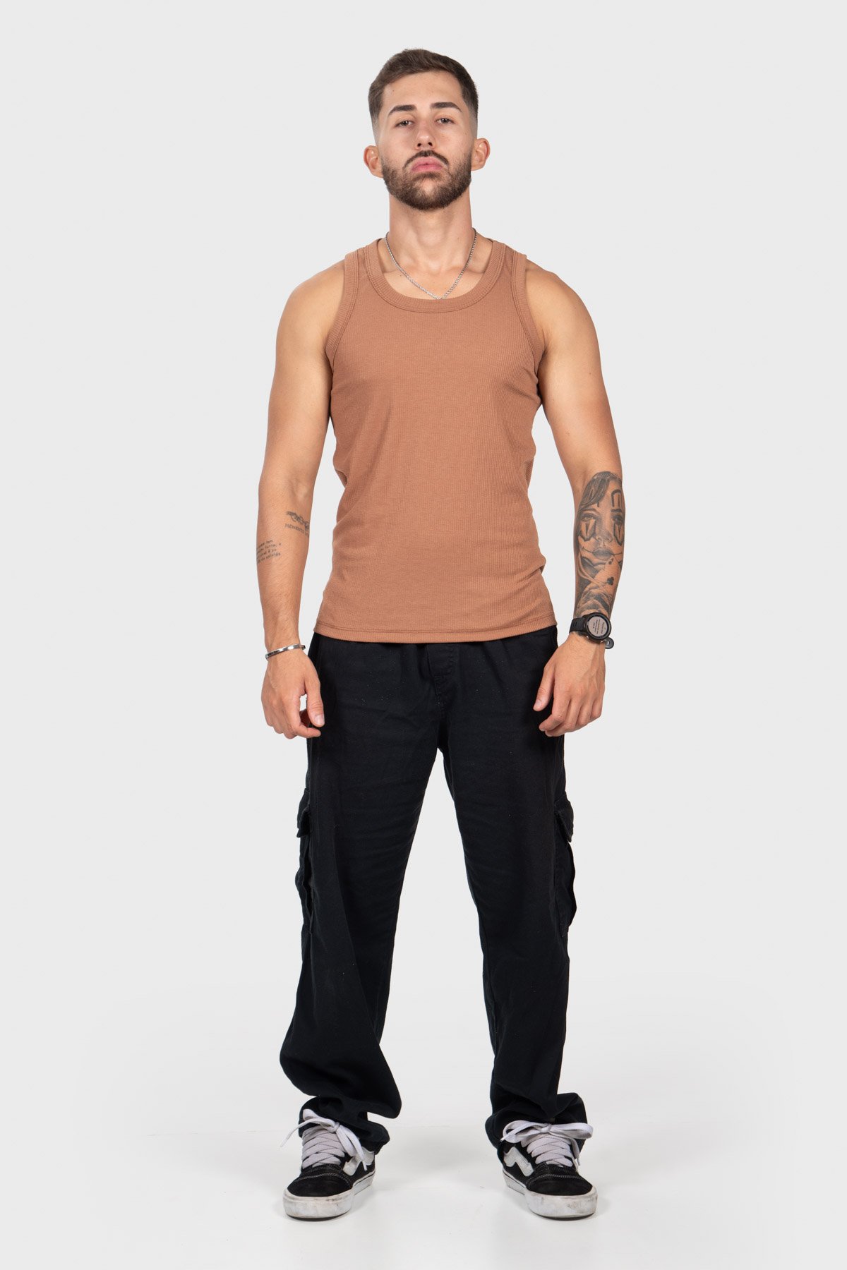 Camiseta Regata Canelada Americana - Marrom